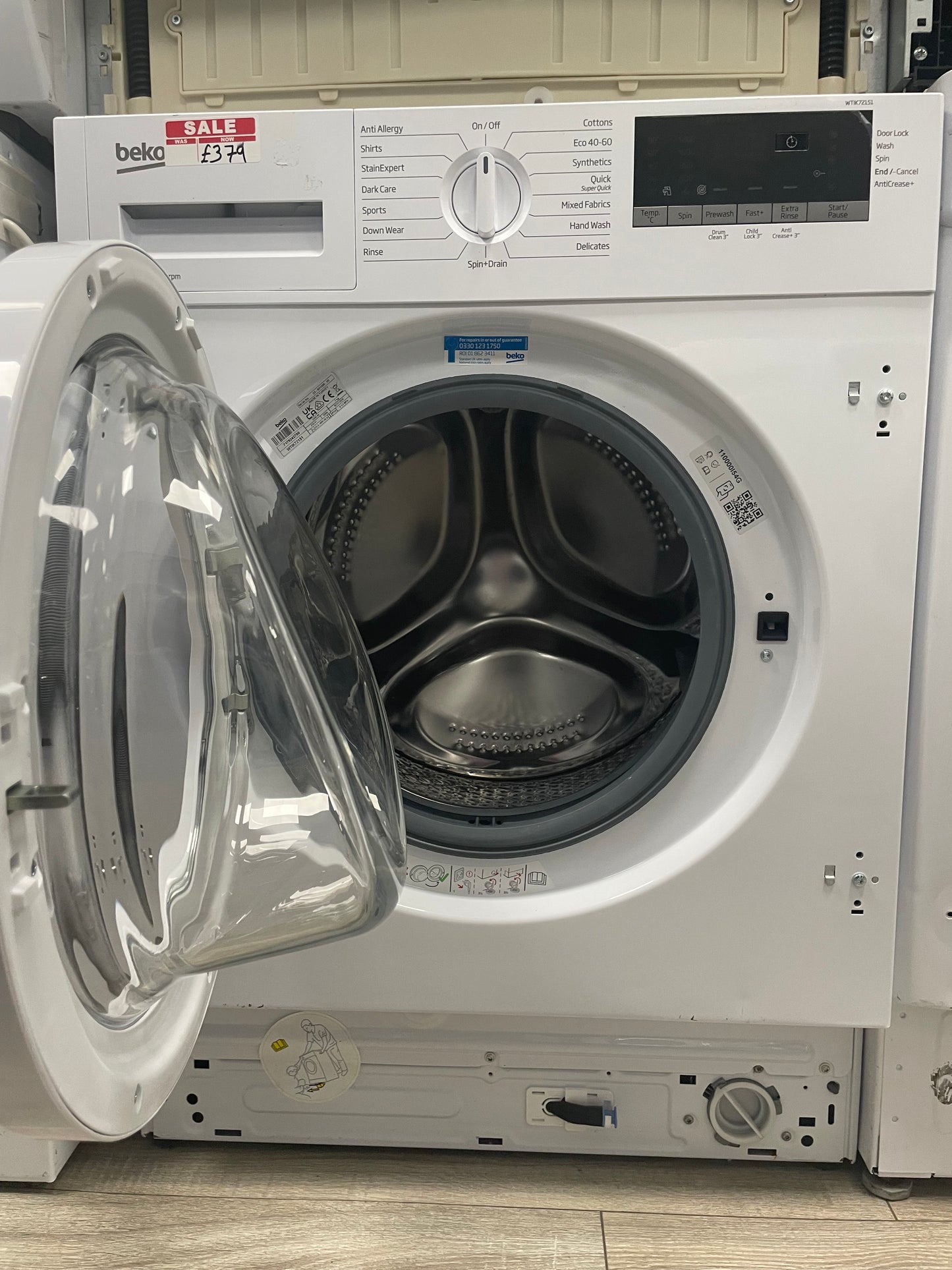 Beko WTIK72151 Integrated 7kg 1200RPM Washing Machine with Quick Programme