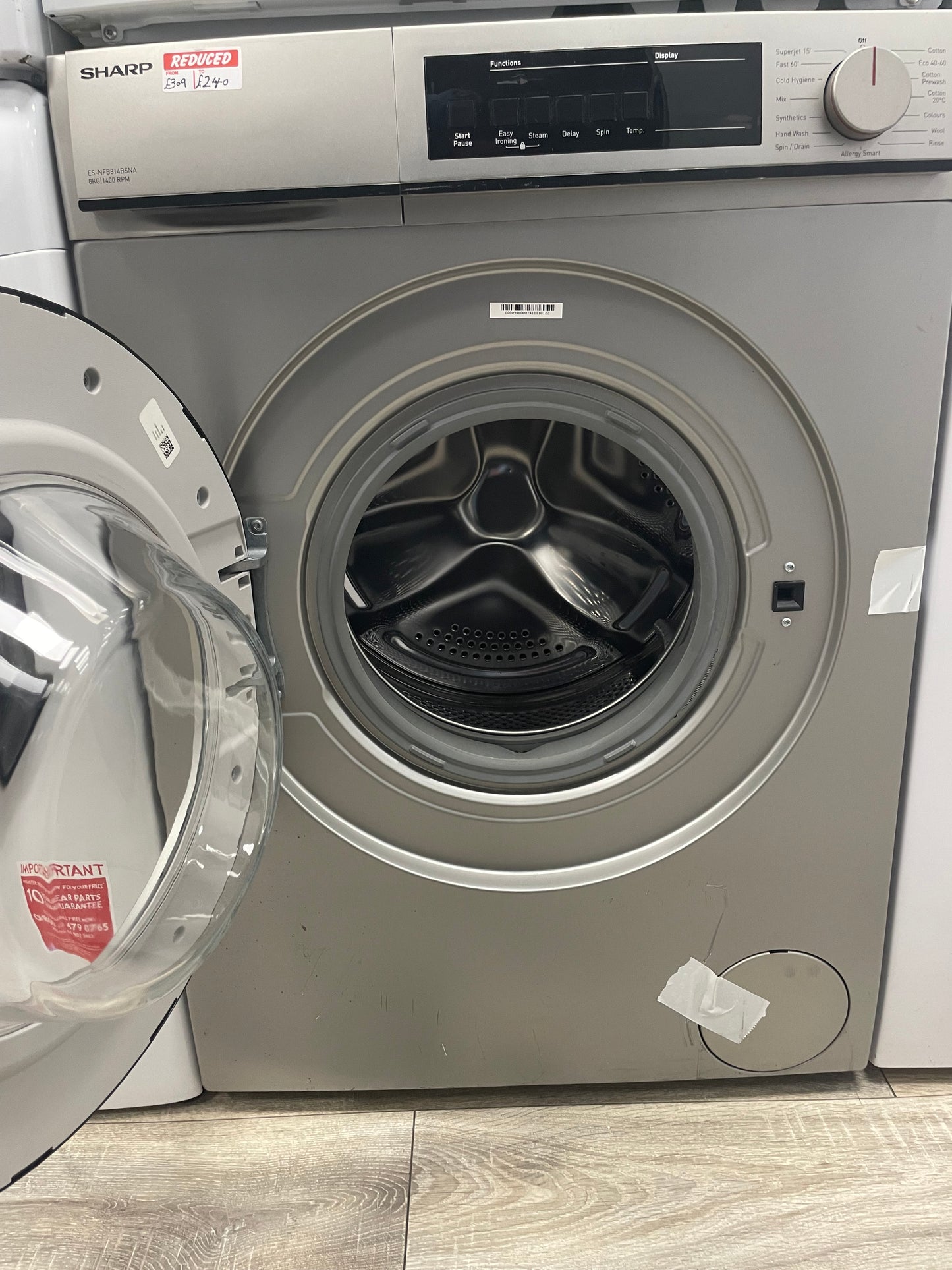 SHARP ES-NFB814BSNA-EN 8 kg 1400 rpm Washing Machine - Dark Silver