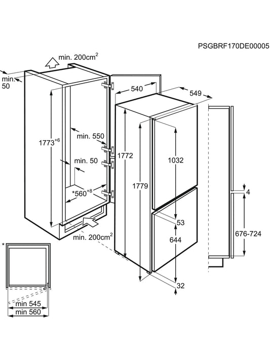 AEG SCE818F6TS 177cm Built In Fridge Freezer