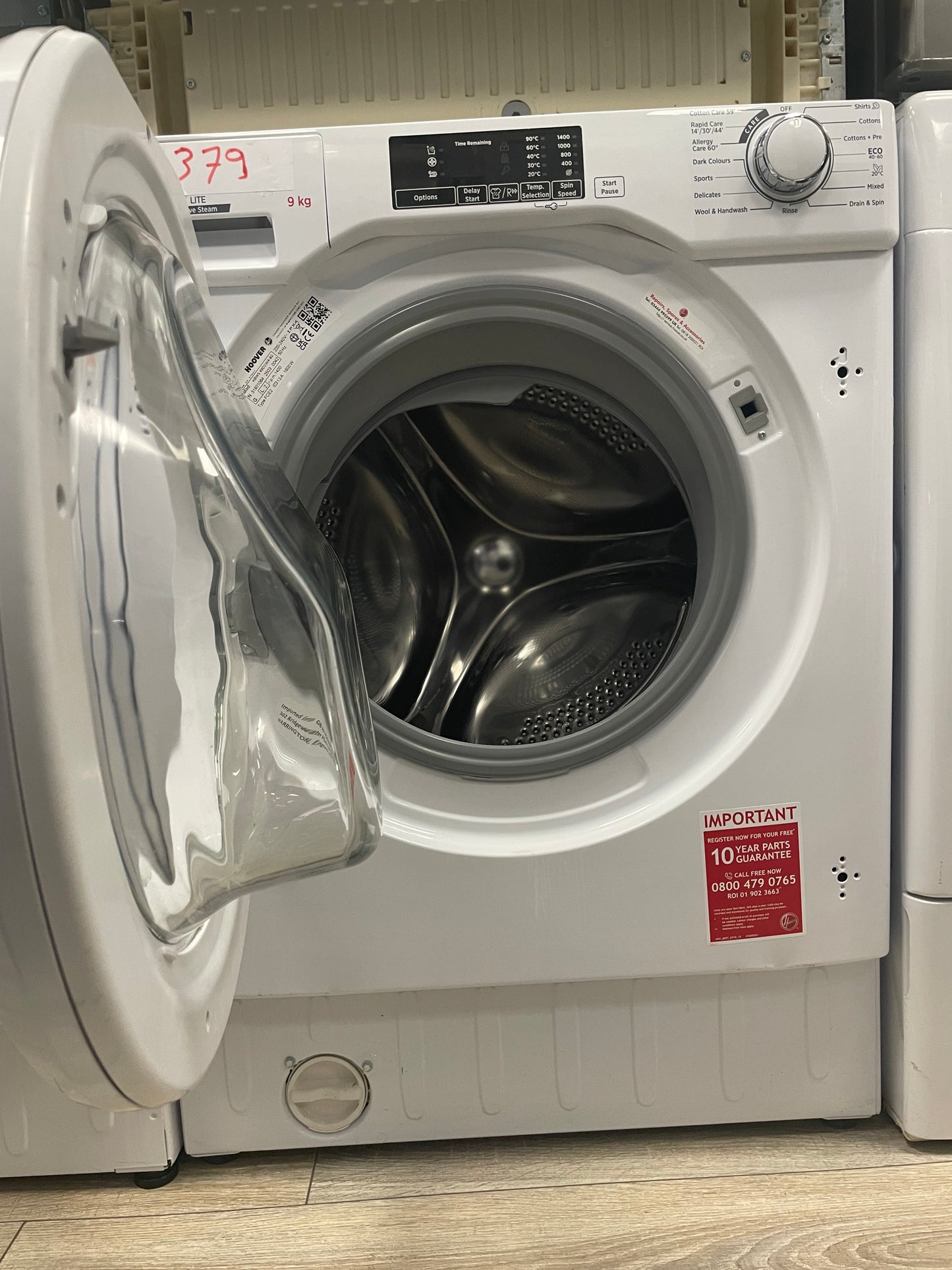 Hoover H-WASH 300 Lite HBWS 49D1W4-80 Washing Machine Front-Load 9 kg 1400 RPM White