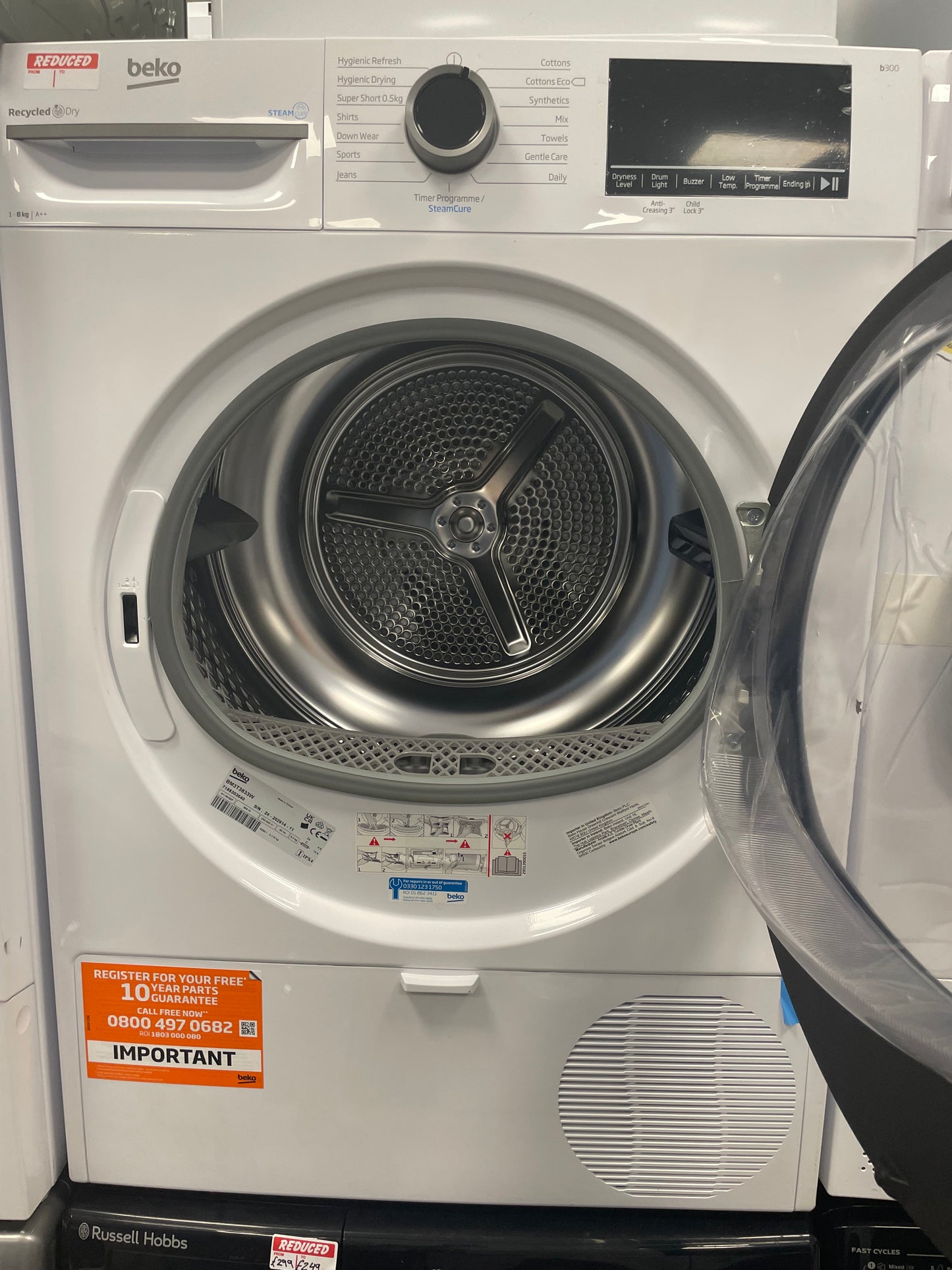 Beko BM3T3833W 8kg Heat Pump Tumble Dryer with SteamCure Technology