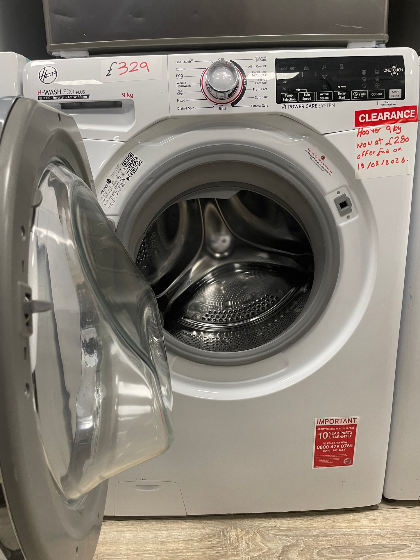 HOOVER H-WASH 300 H3WS69TAMCE NFC 9 kg 1600 Spin Washing Machine - White