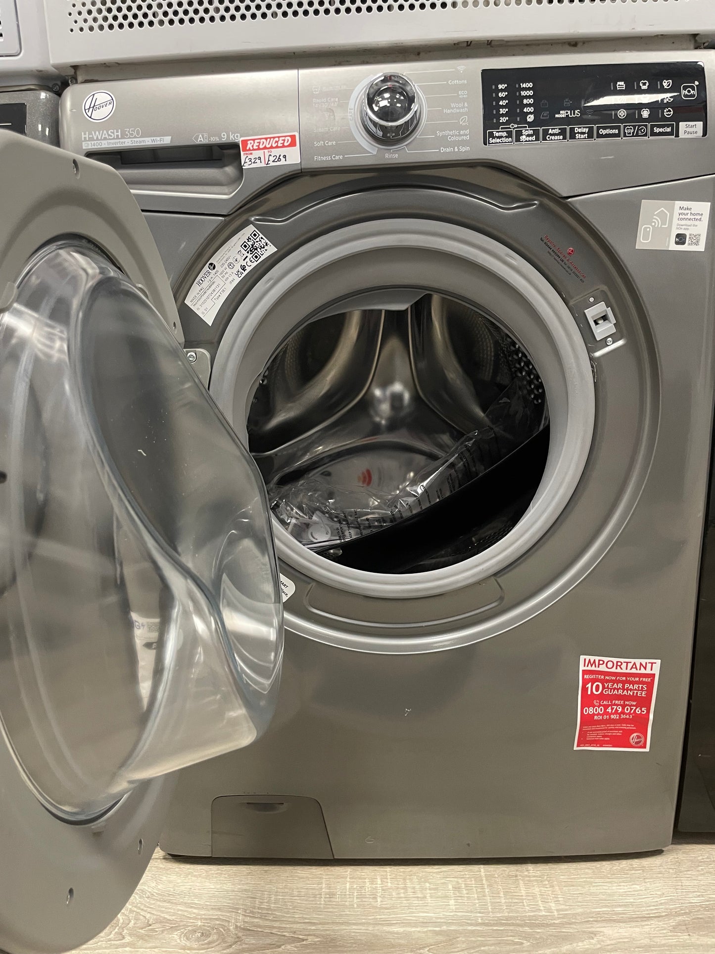 Hoover H-WASH 350 H3WPS496TAMBR680 H Wash 350 9kg 1400rpm Washing Machine Graphite