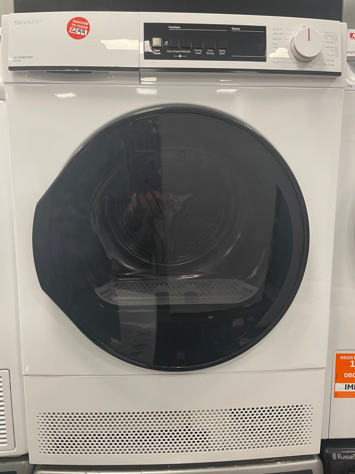 Sharp KD-NCB8S7GW91-EN Condenser Tumble Dryer - White
