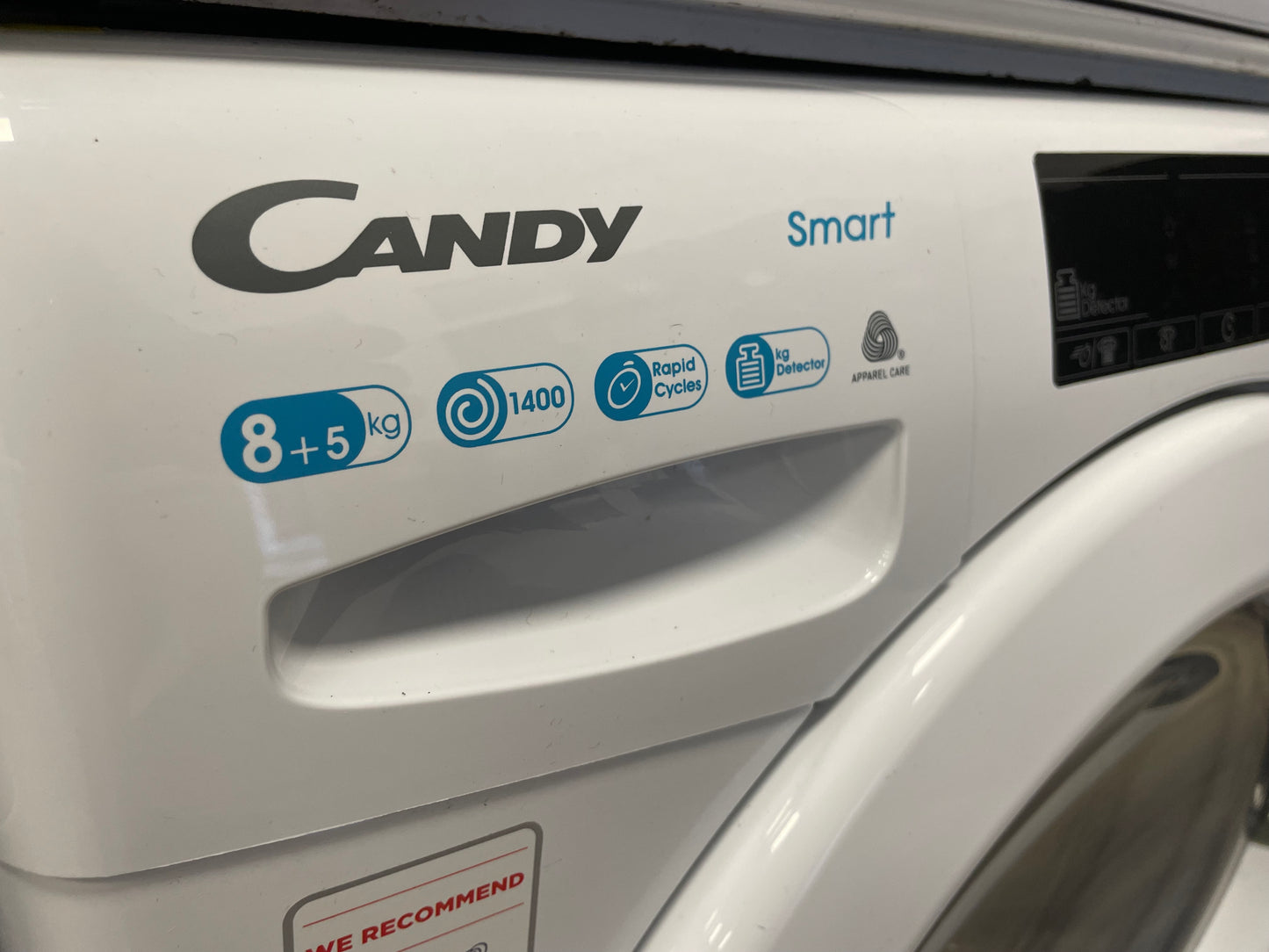 Candy Smart Pro CSW485TE180, Freestanding Washer Dryer, 8Kg Wash + 5Kg Dry, 1400 RPM, WIFI enabled, White
