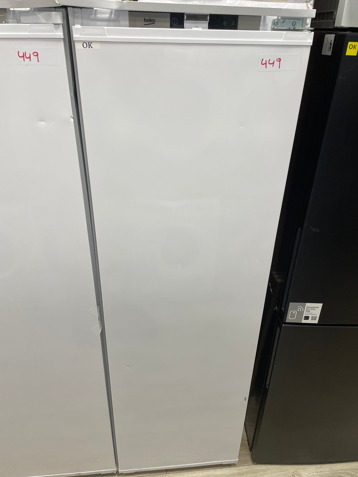 Beko BFFD4577 Integrated 178cm Frost Free Upright Freezer with Sliding Door Hinge Kit - E Rated