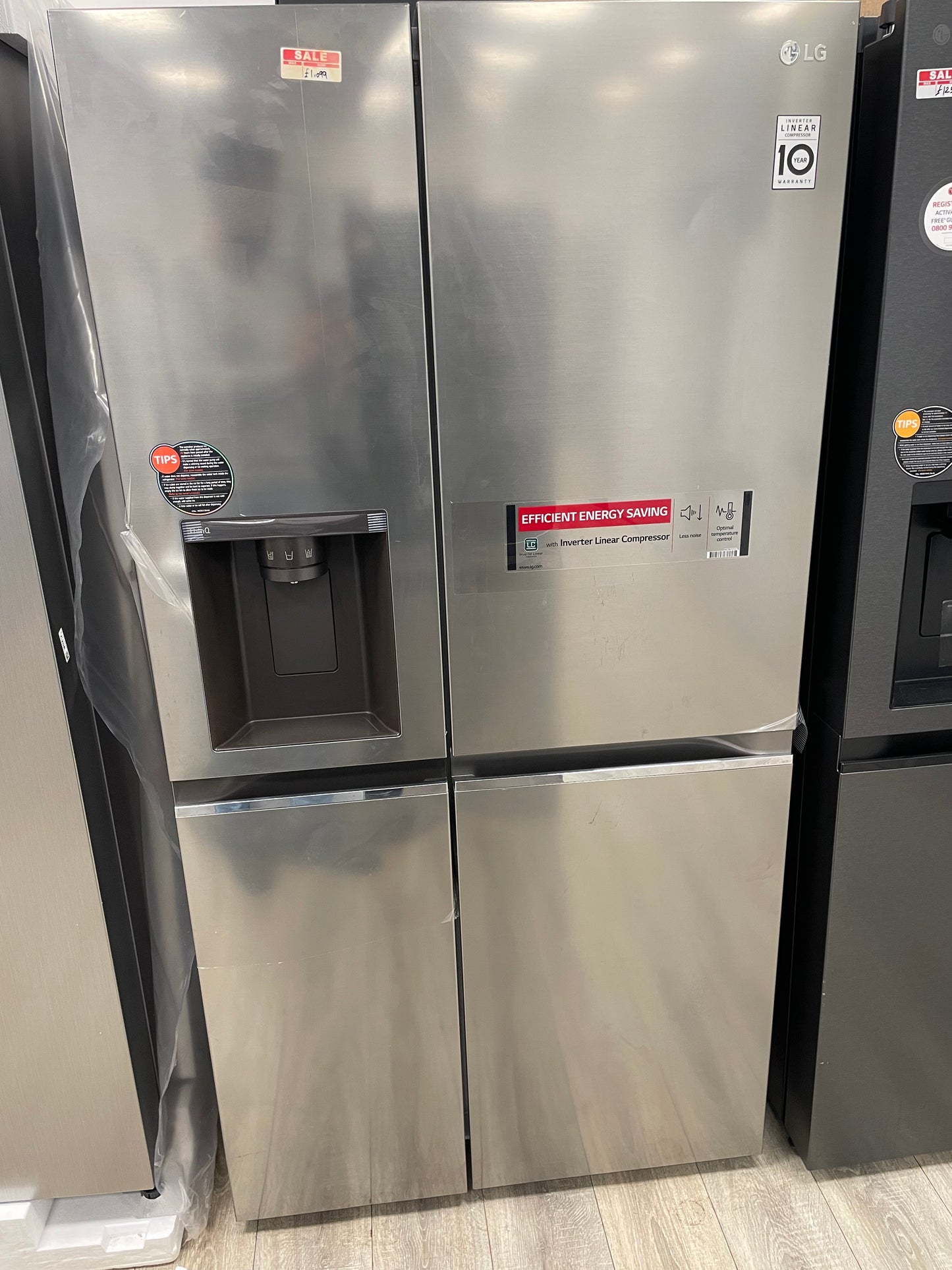 LG NatureFRESH GSLV91PZAE American-Style Smart Fridge Freezer - Shiny Steel