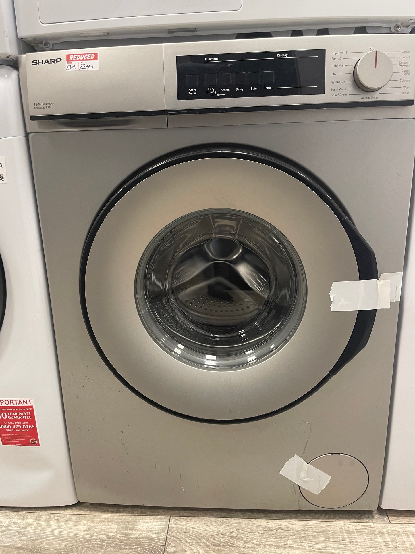 SHARP ES-NFB814BSNA-EN 8 kg 1400 rpm Washing Machine - Dark Silver