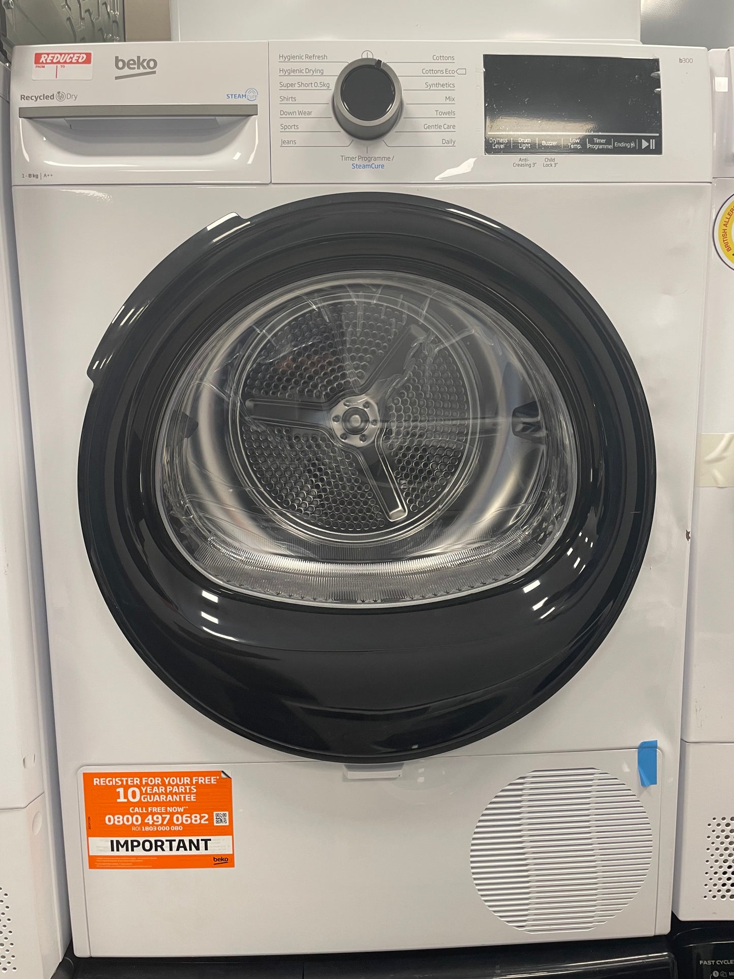 Beko BM3T3833W 8kg Heat Pump Tumble Dryer with SteamCure Technology