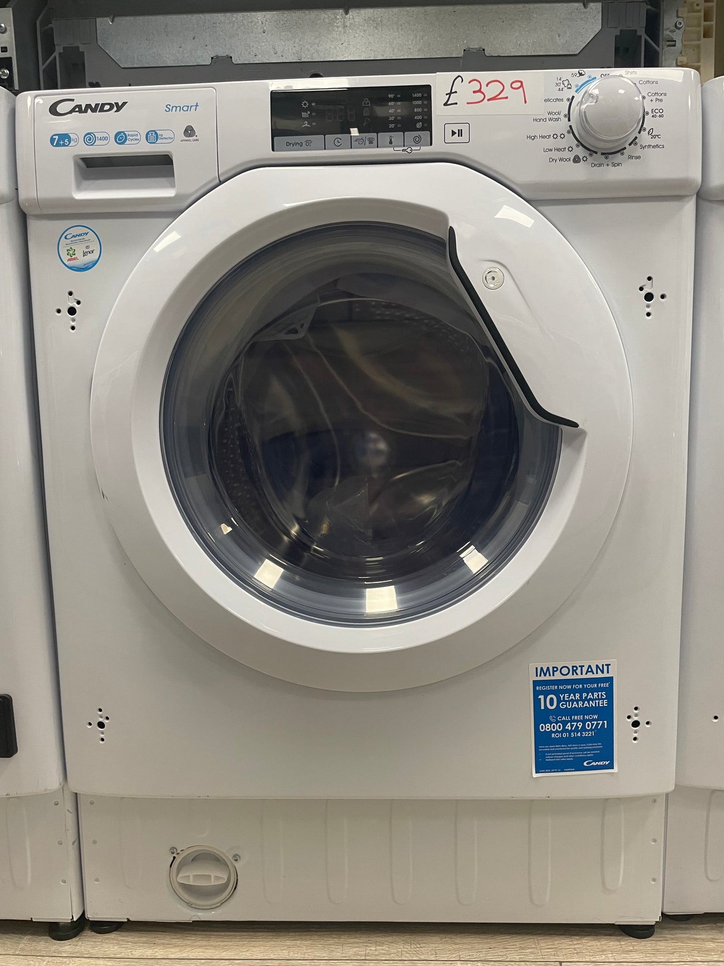 Candy CBD 475D2E/1-80 Wash 7kg Dry 5kg 1400rpm ( c ) Integrated Washer Dryer White