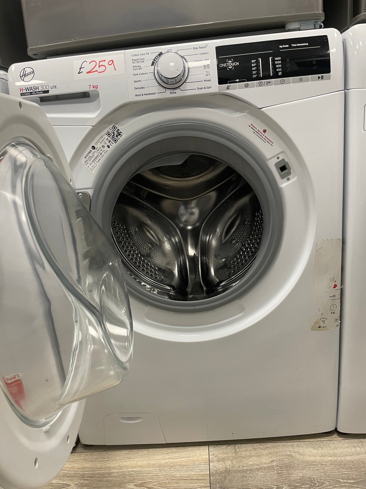Hoover H-WASH 300 H3W 47TE/1-80 Washing Machine Front-Load 7 kg 1400 RPM White