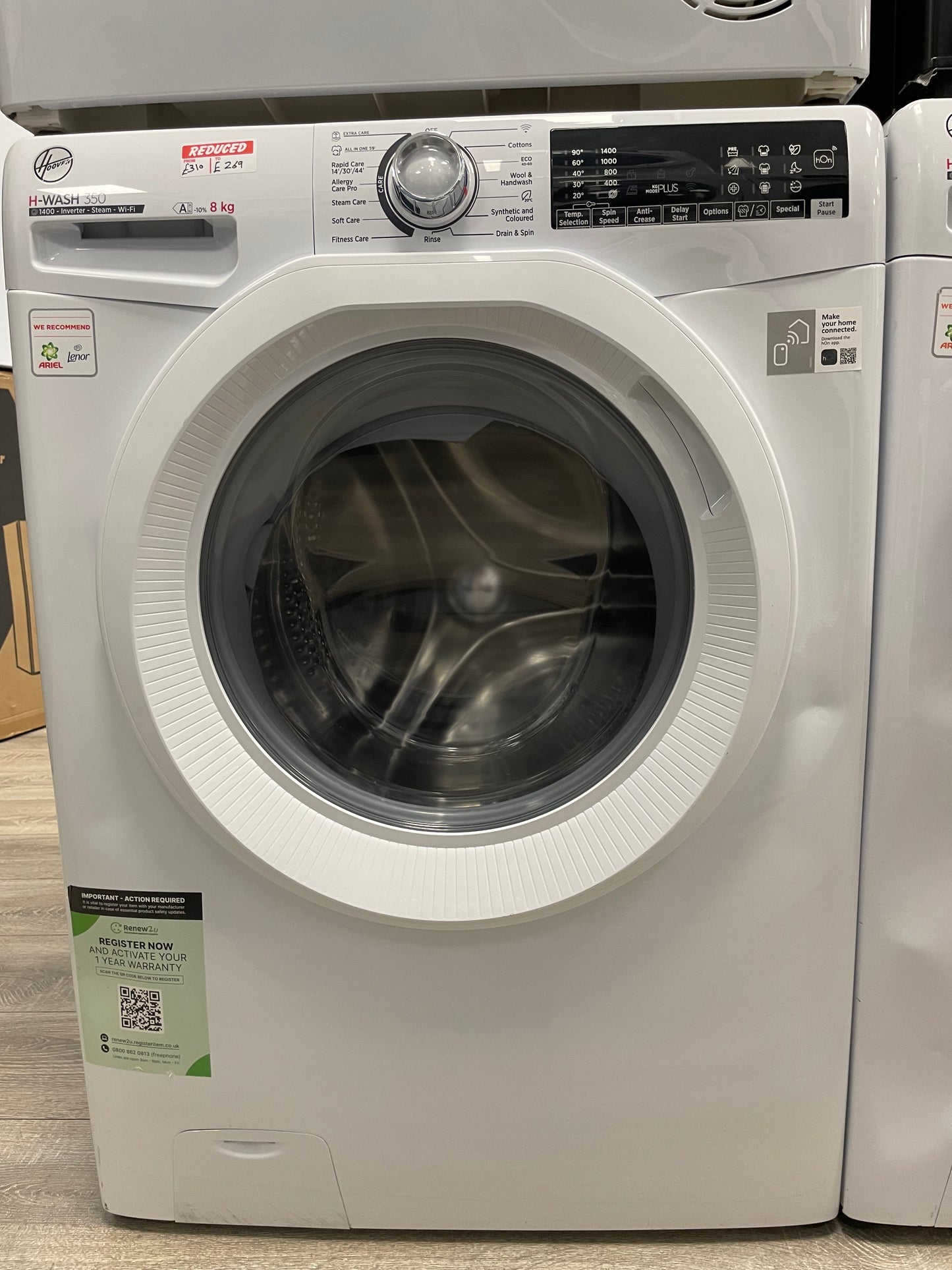 Hoover H3WPS486TAM6-80 Washing Machine Front-Load 8 kg 1400 RPM White