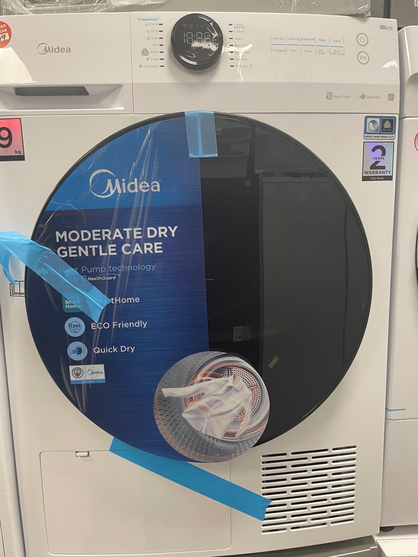 Midea MD200H90WB/W-UK
Heat Pump Tumble Dryer, 9kg, White, A+++ Rated