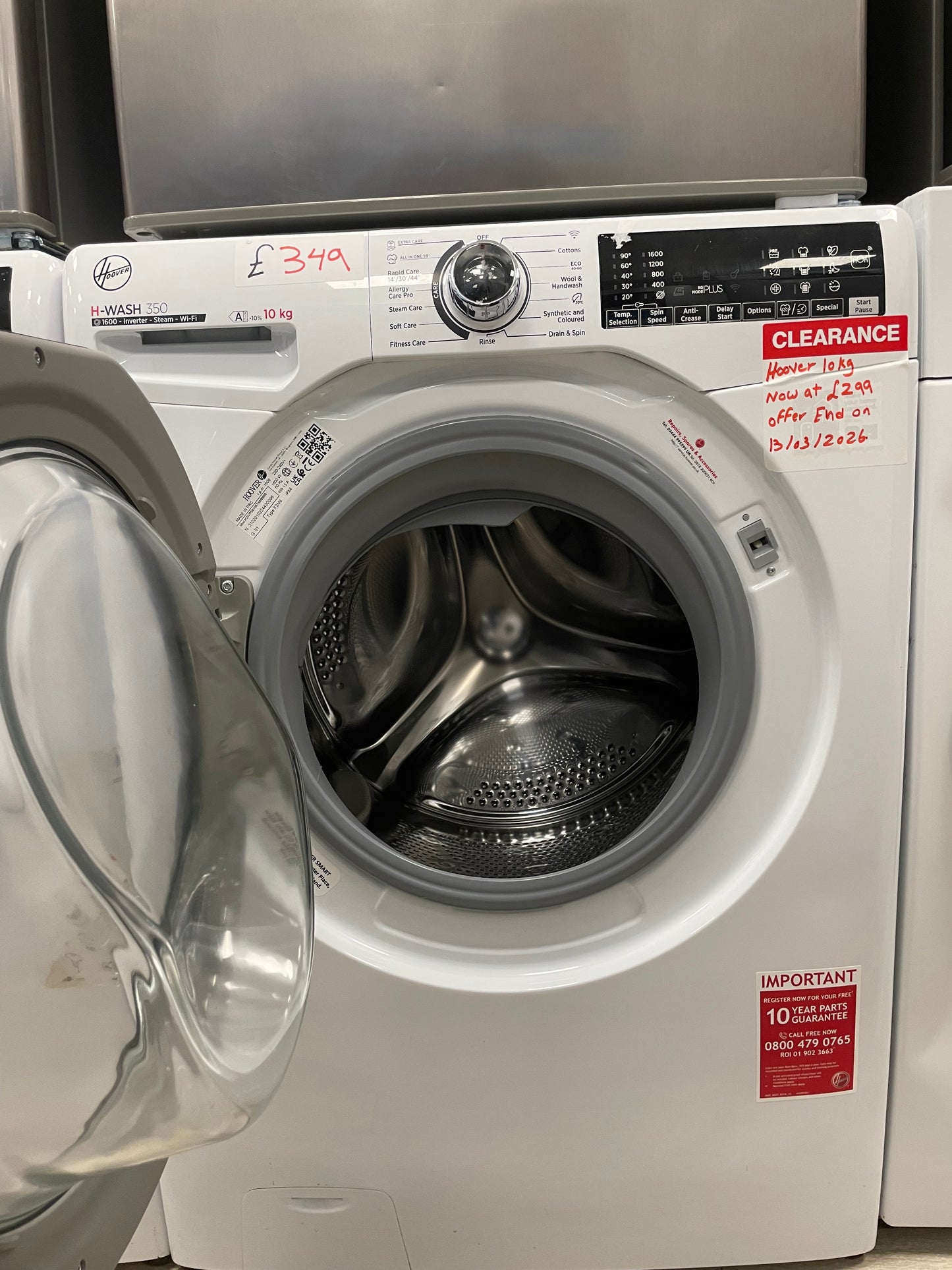 HOOVER H-Wash 350 H3WPS6106TAMB6-80 WiFi-enabled 10kg 1600rpm Washing Machine - White
