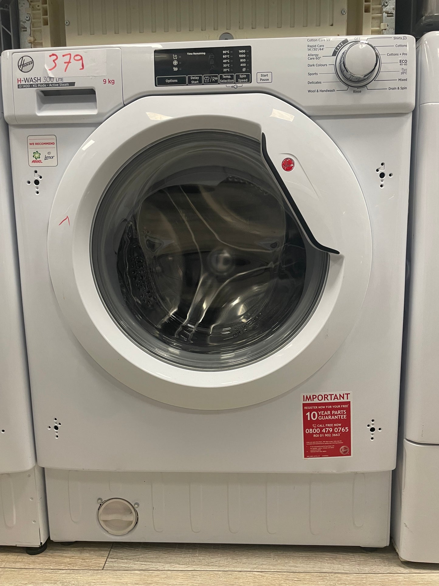 Hoover H-WASH 300 Lite HBWS 49D1W4-80 Washing Machine Front-Load 9 kg 1400 RPM White