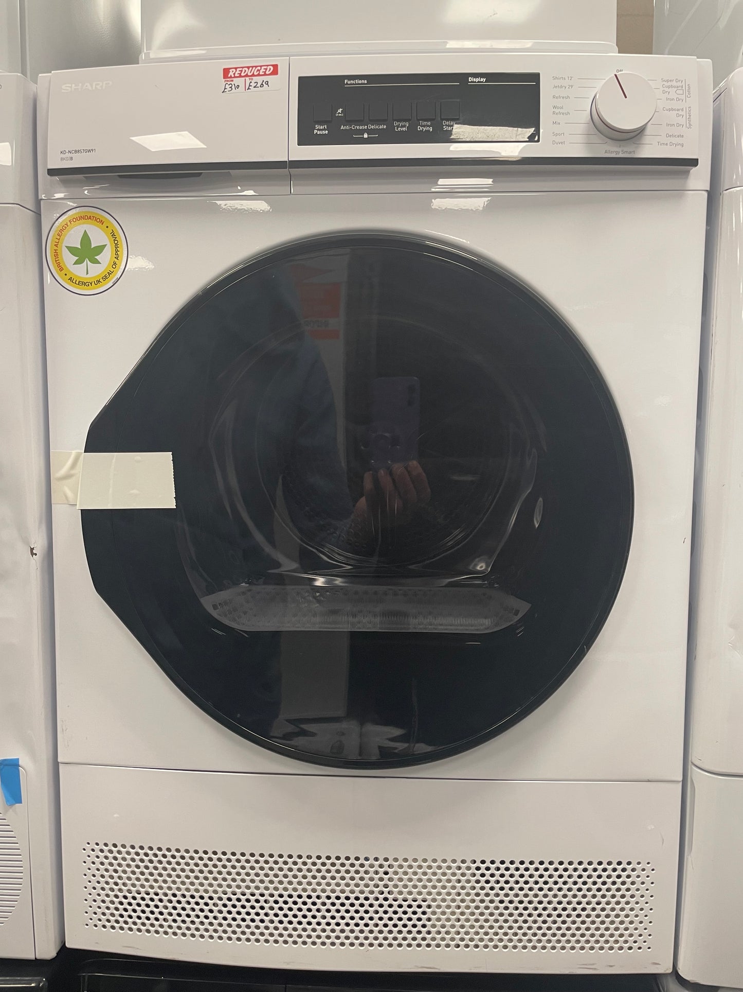 Sharp KD-NCB8S7GW91-EN 8Kg Condenser Tumble Dryer - White - B Rated