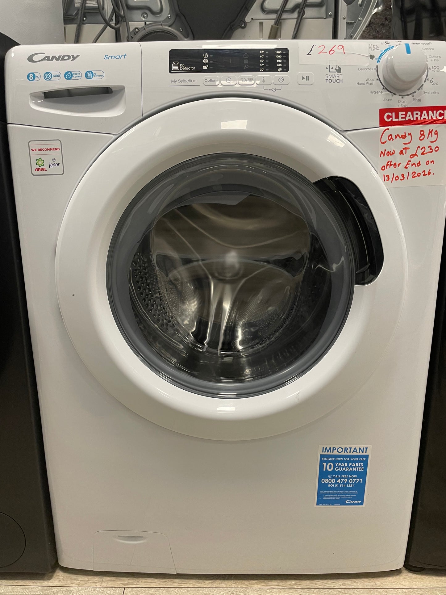 Candy CS 1482DW4/1-80
Washing Machine, 8kg, 1400 Spin, White, B Rated