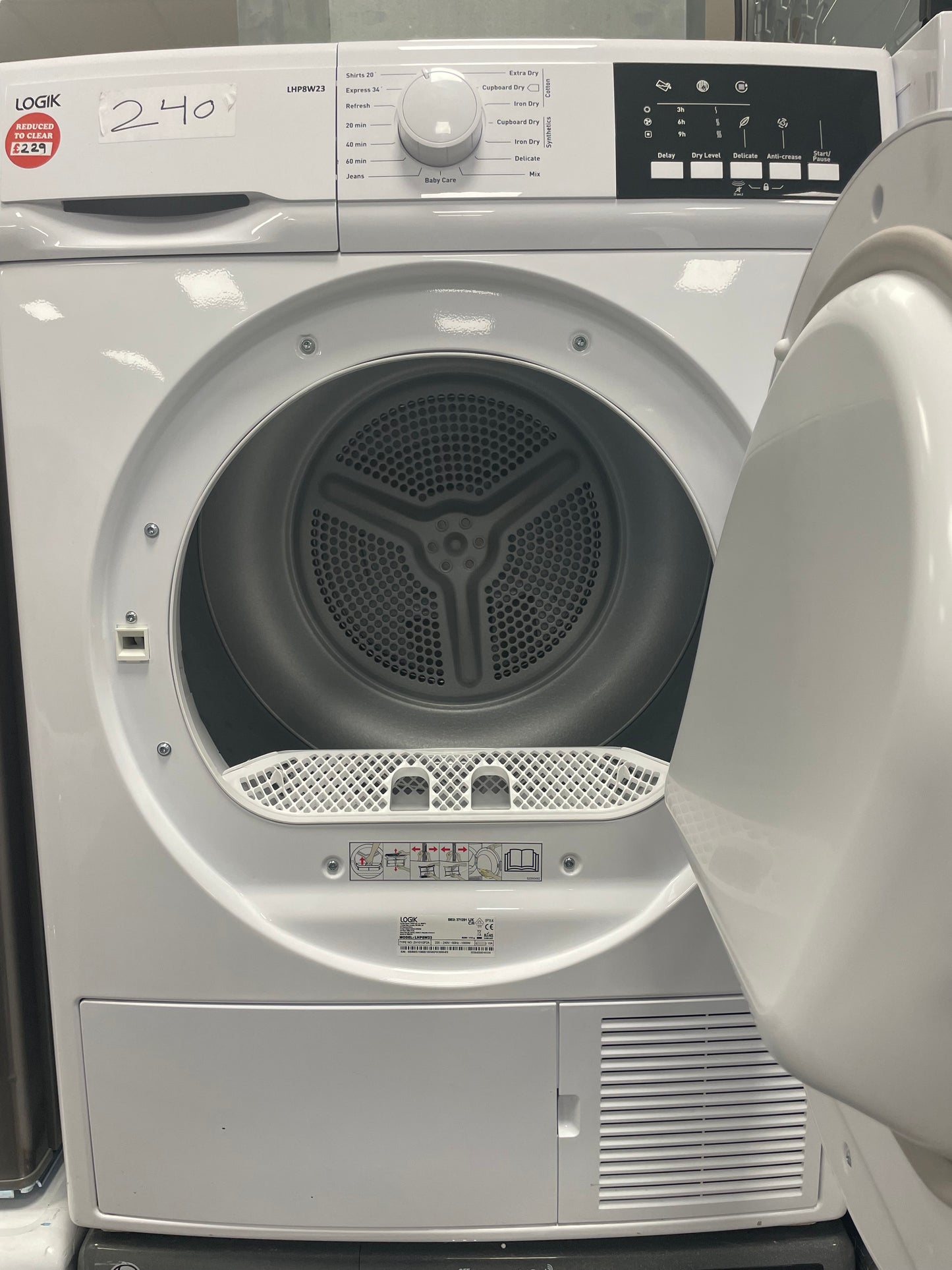 LOGIK LHP8W23 8 kg Heat Pump Tumble Dryer - White