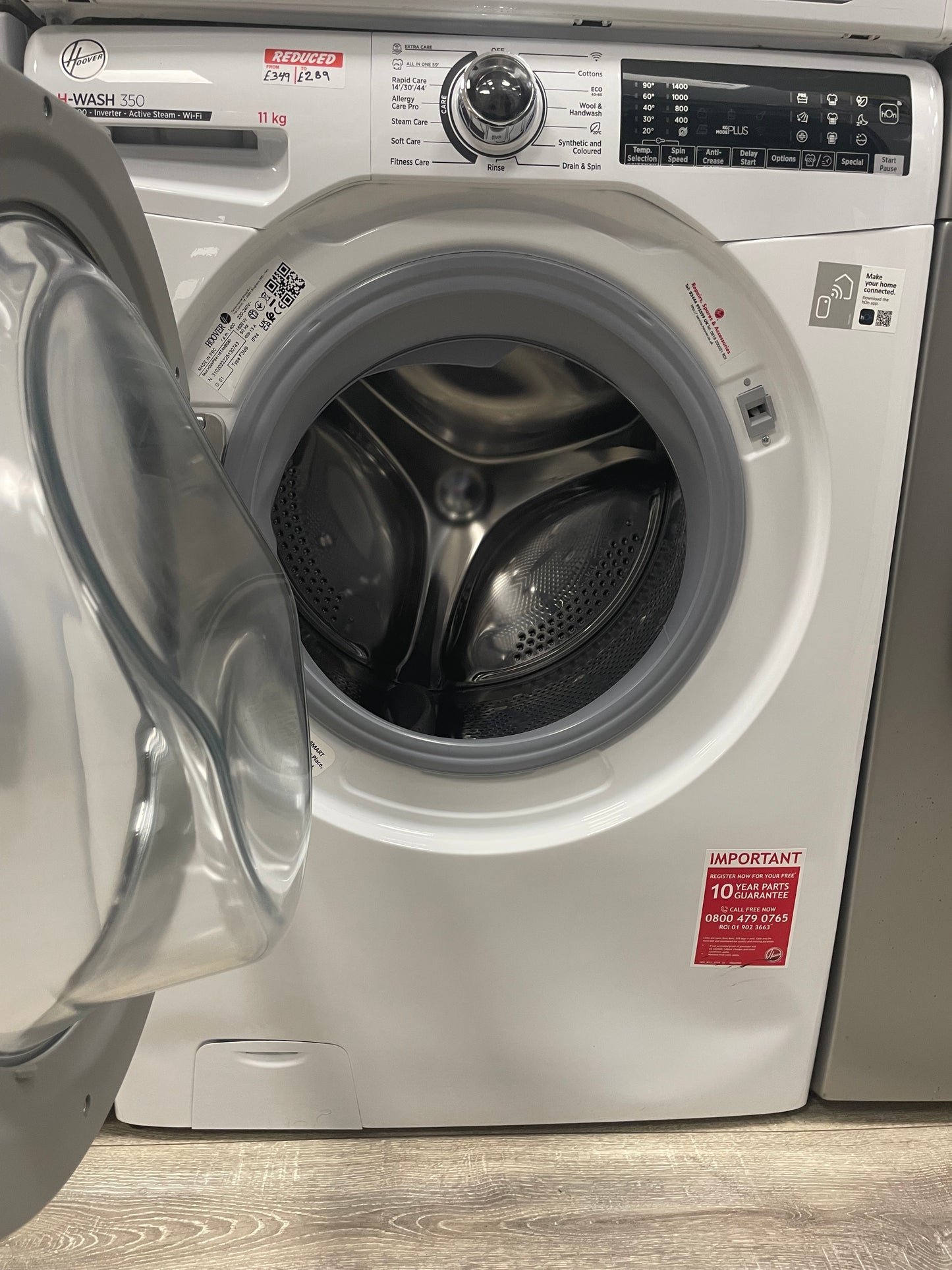 HOOVER H-Wash 350 H3WPS4116TAMB580 WiFi-enabled 11 kg 1400 Spin Washing Machine - White