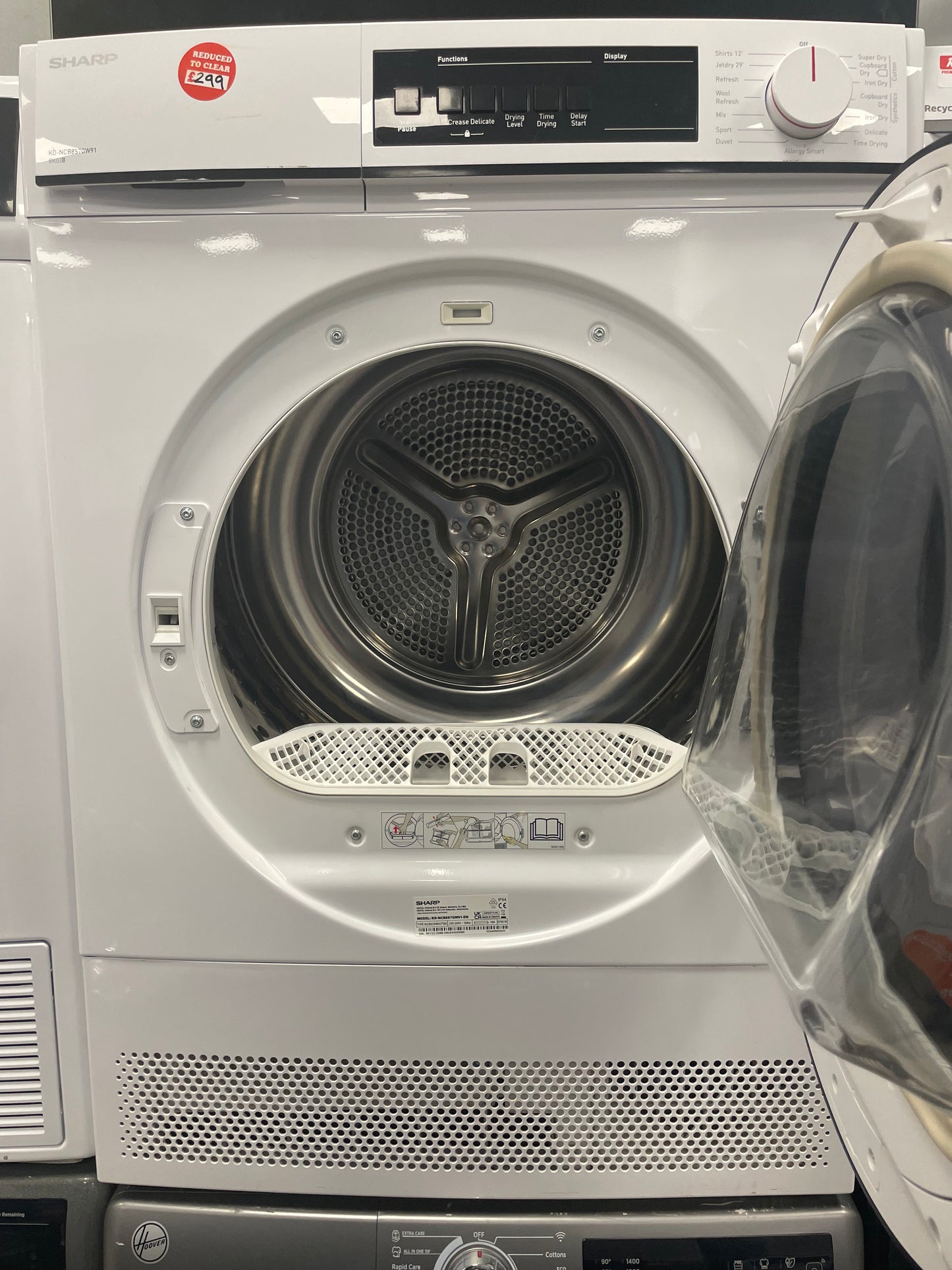 Sharp KD-NCB8S7GW91-EN Condenser Tumble Dryer - White