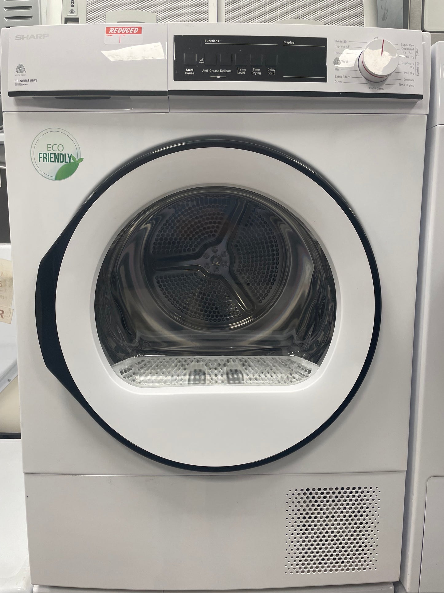 Sharp KD-NHB8S6GW3-EN 8Kg Heat Pump Tumble Dryer - White - A+++ Rated