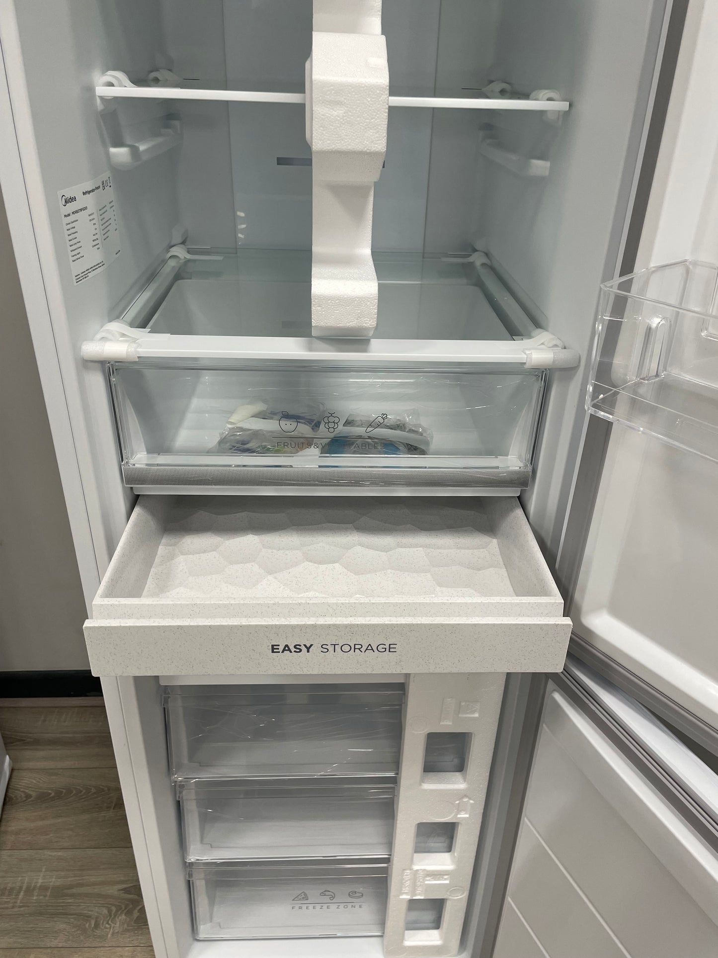 Midea MDRB379FGD01 180cm 60/40 No Frost Fridge Freezer - White - D Rated