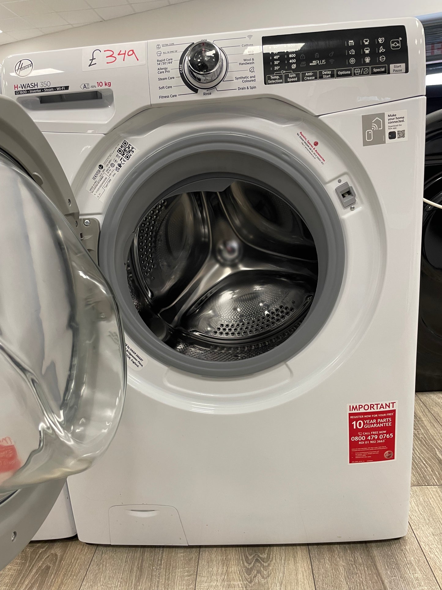 HOOVER H-Wash 350 H3WPS6106TAMB6-80 WiFi-enabled 10kg 1600rpm Washing Machine - White