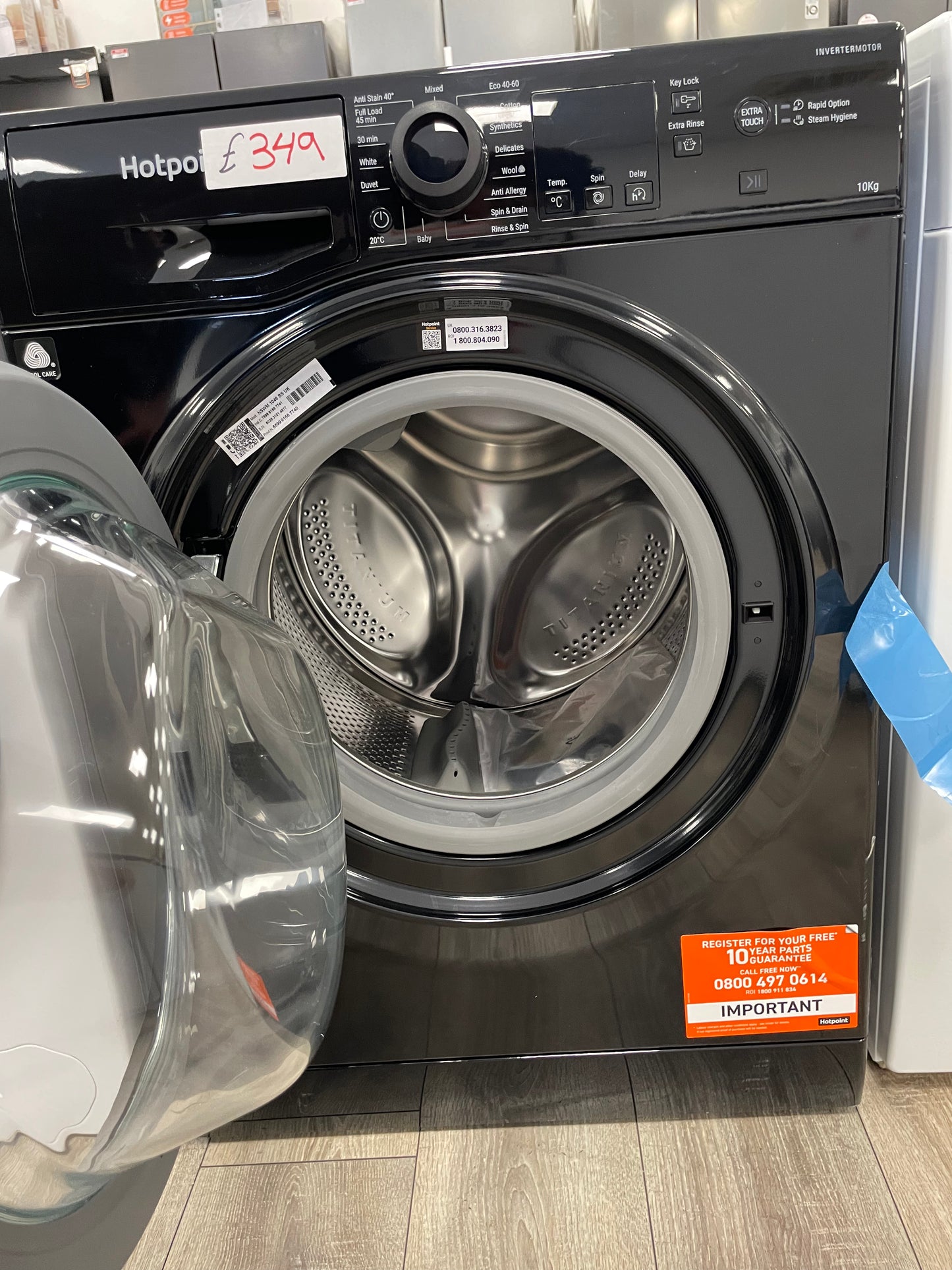 HOTPOINT Anti-Stain NSWM 1046 BS UK 10 kg 1400 Spin Washing Machine - Black