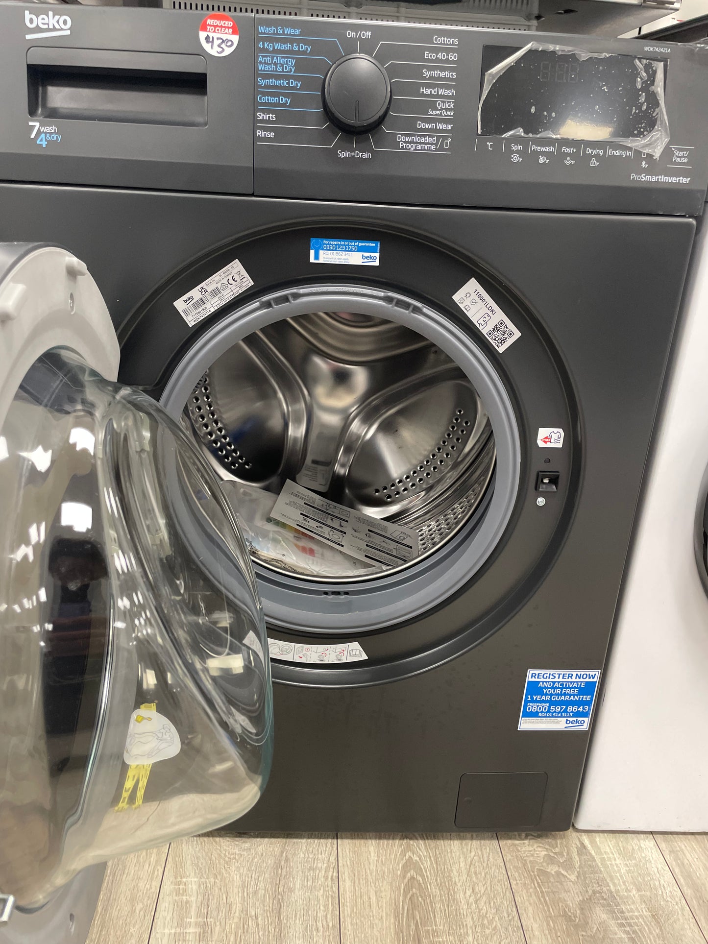 BEKO WDK742421A Bluetooth 7 kg Washer Dryer - Black