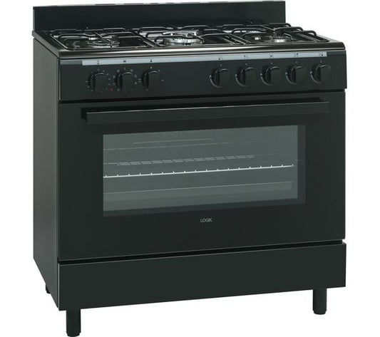 LOGIK LFTG90B18 90 cm Dual Fuel Range Cooker - Black