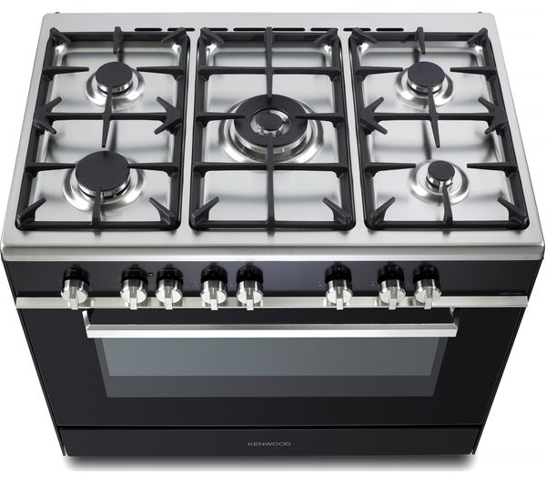 KENWOOD CK306 90 cm Dual Fuel Range Cooker - Black & Chrome