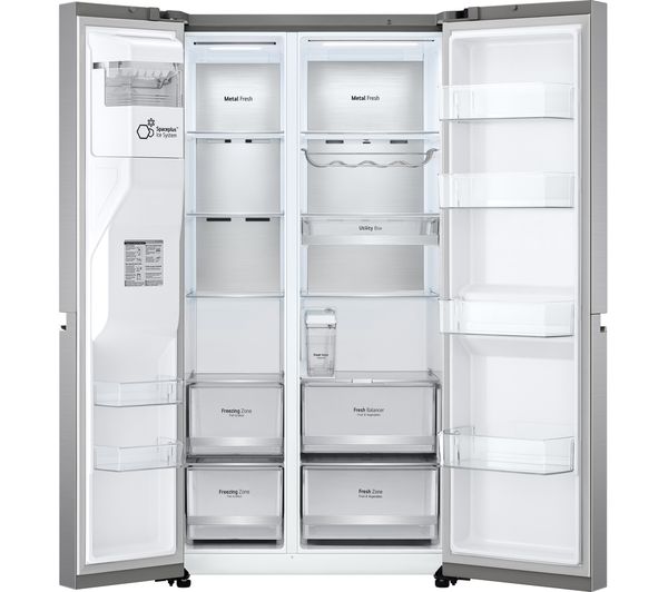 LG NatureFRESH GSLV91PZAE American-Style Smart Fridge Freezer - Shiny Steel
